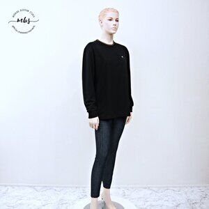 Burberry Cotton Crew Neck Long Sleeve Sweater Black Women L